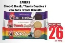 Boxer BAKERS Choc-O Break/ Tennis Doubles/ Zoo Zoos Cream Biscuits offer