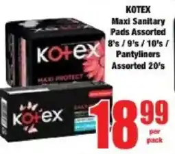 Boxer Kotex Maxi Sanitary Pads Assorted/ Pantyliners Assorted offer