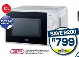Pick n Pay DEFY 20 Litre White Manual Microwave Oven offer