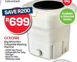 Pick n Pay GOLDAIR 6kg White Mini Collapsible Washing Machine offer