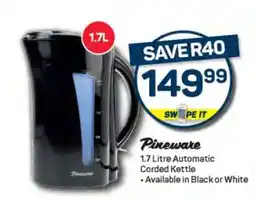Pick n Pay Pineware 1.7 Litre Automatic Corded Kettle offer