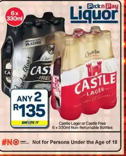 Pick n Pay Hypermarket Castle Lager or Castle Free offer