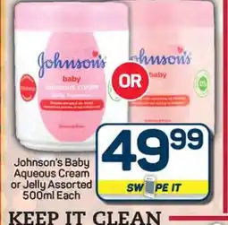 Pick n Pay Hypermarket Johnson's Baby Aqueous Cream or Jelly offer