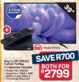 Pick n Pay Hypermarket Maxdorf 39 Full HD TV Plus Openview Decoder offer