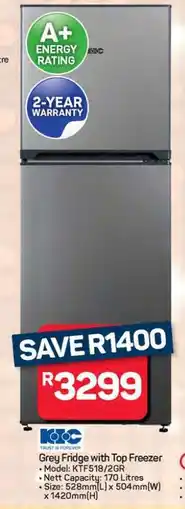 Pick n Pay Hypermarket Grey Fridge with Top Freezer offer