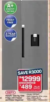 Pick n Pay Hypermarket DEFY Metallic Side-by-Side Fridge offer