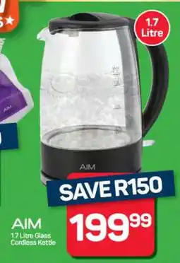 Pick n Pay Hypermarket AIM 1.7 Litre Glass Cordless Kettle offer