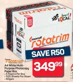 Pick n Pay Hypermarket Mondi Rotatrim A4 White Multi-Purpose Photocopy Paper Box offer