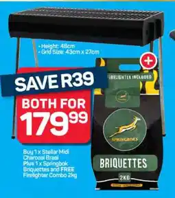 Pick n Pay Hypermarket Stellar Midi Charcoal Braai + Springbok Briquettes offer