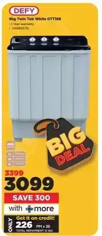 HiFi Corp DEFY 9KG Twin Tub White DTT169 offer