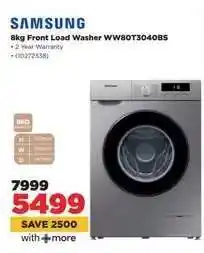 HiFi Corp Samsung 8kg Front Load Washer WW80T3040BS offer
