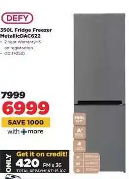 HiFi Corp DEFY 350L Fridge Freezer Metallic DAC622 offer