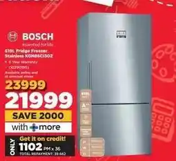 HiFi Corp Bosch 619L Fridge Freezer Stainless KGN86CI30Z offer