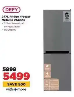 HiFi Corp DEFY 247L Fridge Freezer Metallic DAC447 offer