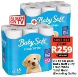 Checkers Baby Soft 2-Ply Fresh White Toilet Rolls offer