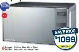 Pick n Pay Russell Hobbs Silver Mirror Finish Electronic Microwave Oven offer