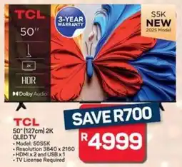 Pick n Pay TCL 50" 127cm 2K QLED TV offer