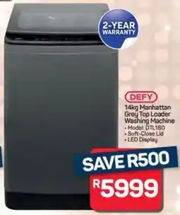Pick n Pay Defy Manhattan Grey Top Loader Washing Machine offer