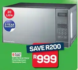 Pick n Pay Russell Hobbs Silver Mirror Finish Electronic Microwave Oven offer