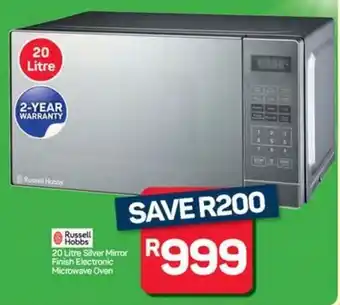 Pick n Pay Russell Hobbs Silver Mirror Finish Electronic Microwave Oven offer