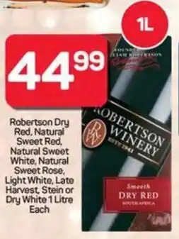 Pick n Pay Robertson Dry Red, Natural Sweet Red, Natural Sweet White, Natural Sweet Rose, Light White, Late Harvest, Stein or Dry White offer