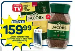 Pick n Pay Jacobs Instant Coffee Assorted 200g or 230g Refill offer