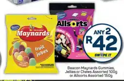 Pick n Pay Beacon Maynards Gummies, Jellies or Chews Assorted 100g or Allsorts Assorted 150g offer