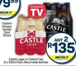 Pick n Pay Castle Lager or Castle Free 6 x 330ml Non-Returnable Bottles offer