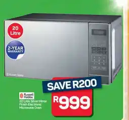 Pick n Pay Hypermarket Russell Hobbs 20 Litre Silver Mirror Finish Electronic Microwave Oven offer