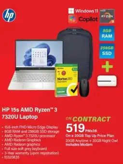 Incredible Connection HP 15s AMD Ryzen 3 7320U Laptop offer