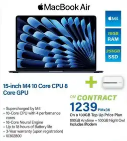Incredible Connection MacBook Air 15-inch M4.10 Core CPU 8 Core GPU offer