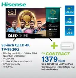 Incredible Connection Hisense 98-inch QLED 4K TV-98Q6Q offer