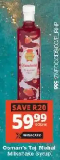 Checkers Osman's Taj Mahal Milkshake Syrup offer