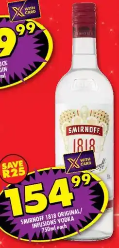 Shoprite Liquor Smirnoff 1818 original/ infusions vodka offer