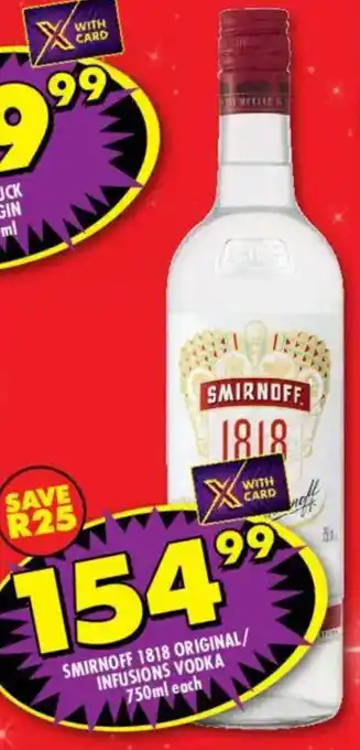 Shoprite Liquor Smirnoff 1818 original/ infusions vodka offer