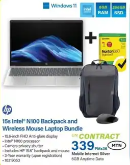 Incredible Connection Hp 15s Intel N100 Backpack and Wireless Mouse Laptop Bundle offer