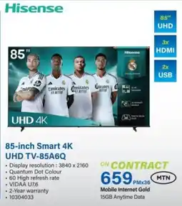 Incredible Connection Hisense 85-inch Smart 4K UHD TV-85A6Q offer