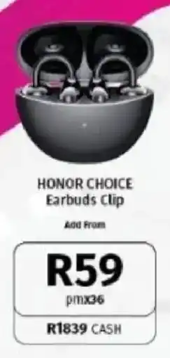 Vodacom Honor Choice Earbuds Clip offer