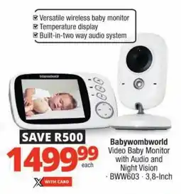 Checkers Babywombworld Video Baby Monitor with Audio and Night Vision offer