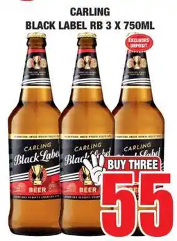 Boxer CARLING Black Label RB 3 x 750ml offer