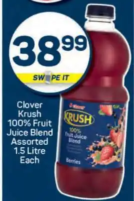 Pick n Pay Clover Krush 100% Fruit Juice Blend Assorted 1.5 LItre Each offer