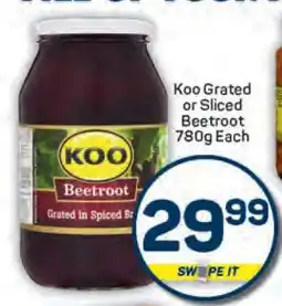 Pick n Pay Koo Grated or Sliced Beetroot 780g Each offer
