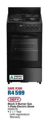 OK Furniture Black 3-Burner Gas 1-Plate Electric Stove DGS578 offer