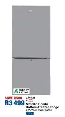 OK Furniture Univa Metallic Combi Bottom-Freezer Fridge offer
