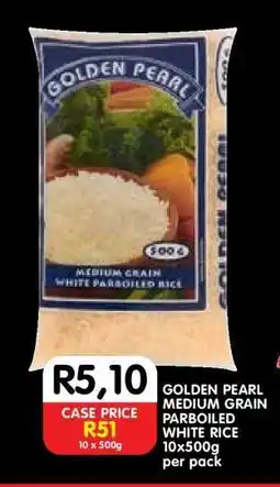 Shoprite GOLDEN PEARL MEDIUM GRAIN PARBOILED WHITE RICE 10x500g per pack offer