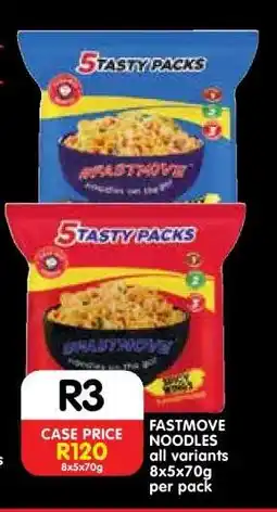 Shoprite FASTMOVE NOODLES all variants 8x5x70g per pack offer