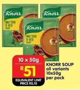Shoprite KNORR SOUP all variants 10x50g per pack offer