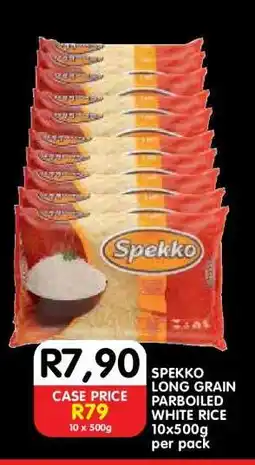Shoprite SPEKKO LONG GRAIN PARBOILED WHITE RICE 10x500g per pack offer