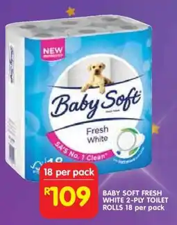 Shoprite BABY SOFT FRESH WHITE 2-PLY TOILET ROLLS 18 per pack offer