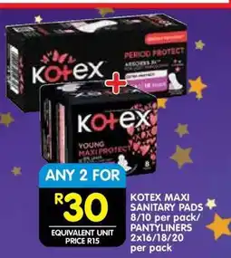 Shoprite Kotex Maxi Sanitary Pads offer